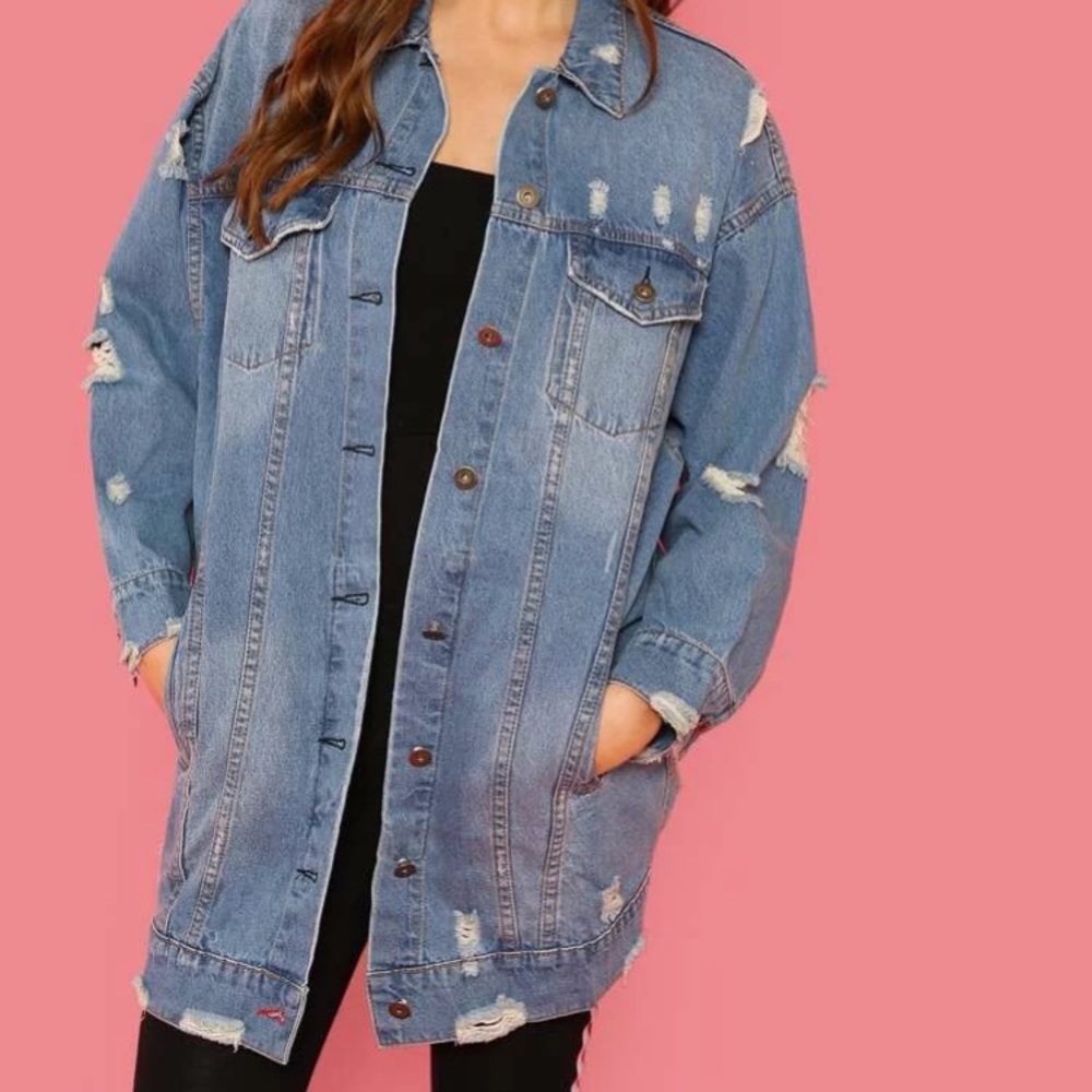 Ripped jean jacket— OVERSIZED
